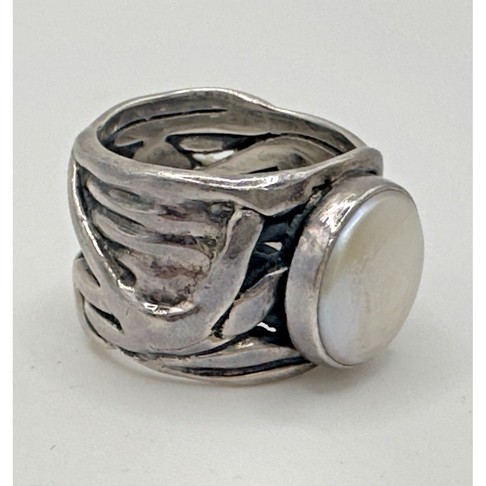Silpada Sterling 925 Silver Mermaid White Coin Pearl Ring R1542 Sz 7